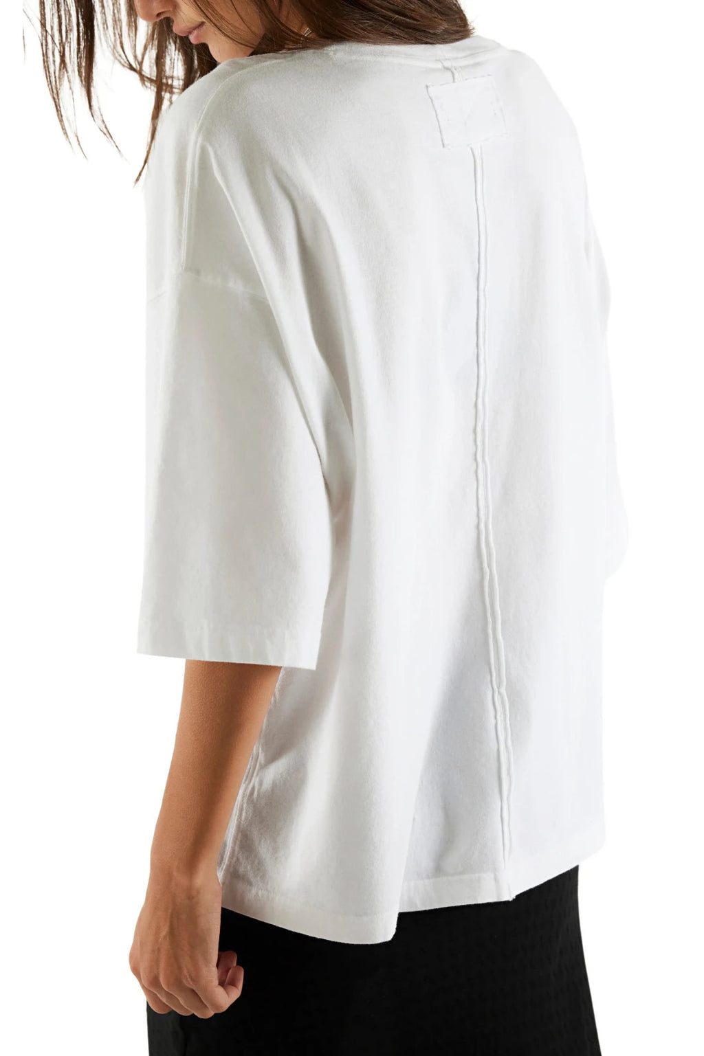 We The Free Oversized 3/4 Sleeve Crew Tee White L NWT $38