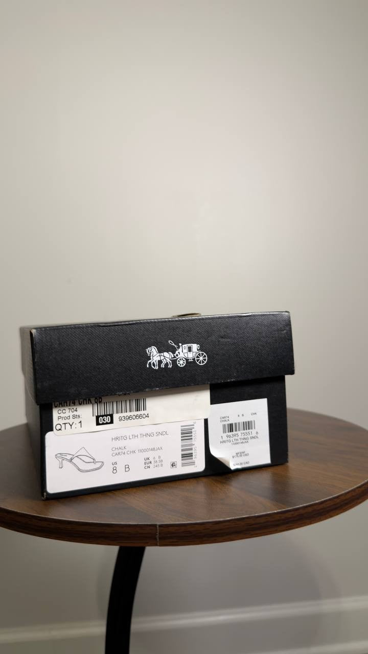 Coach  Heritage   Sandals  Chalk  Leather  8 B  New  in  Box  $175