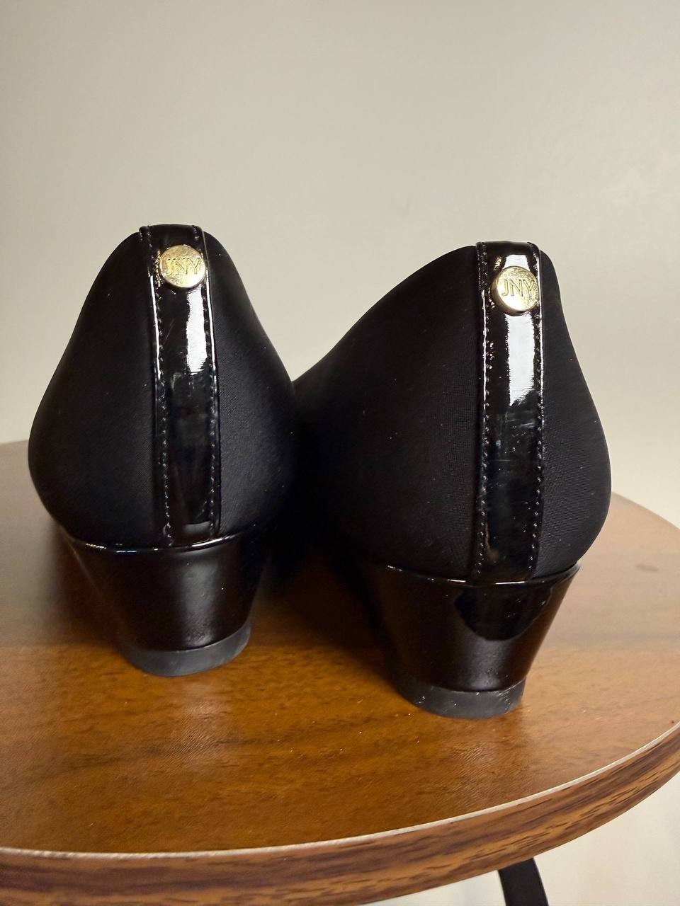 Jones New York Junelle Cap‑Toe Wedge Flats–Black–Size 6.5M–Leather–New in Box