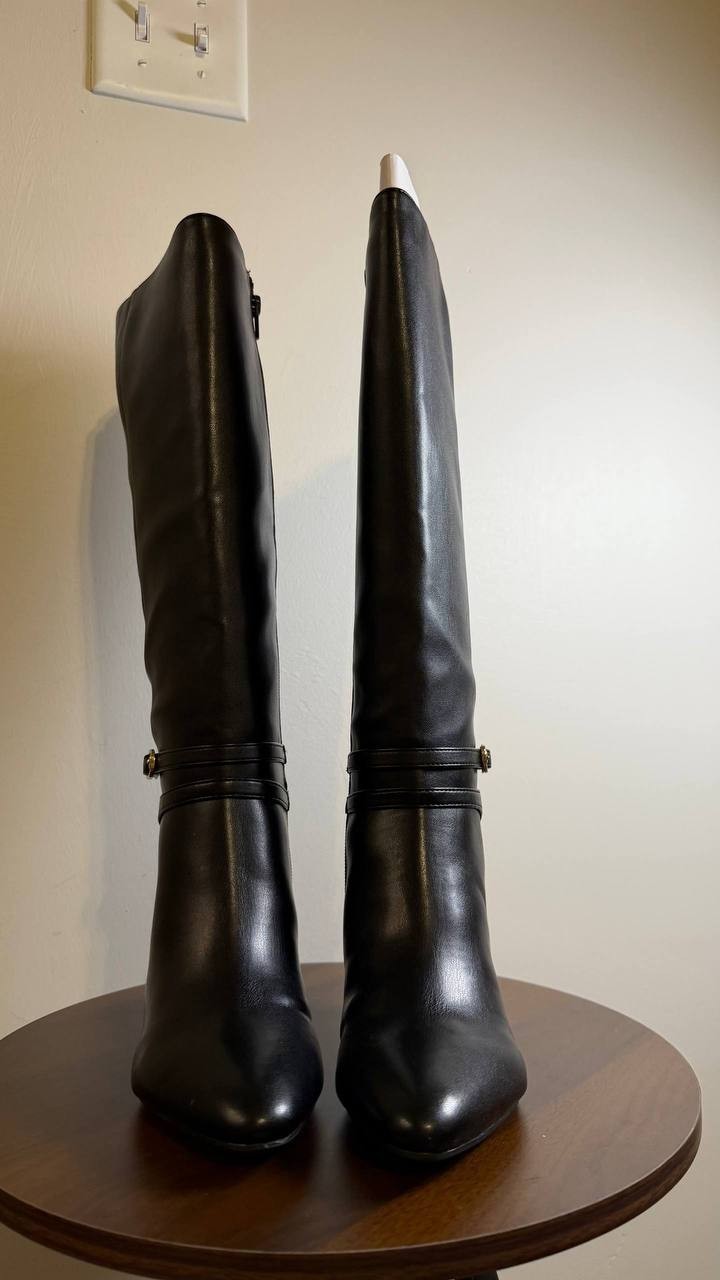 LifeStride Guild Boots Size 5M Black Fabric Knee‑High Almond Toe NIB msrp$129