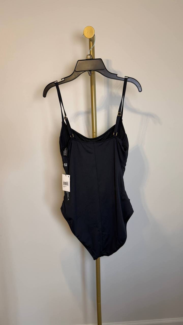 La Blanca Island Goddess One‑Piece Swimsuit Black 12 NWT $83