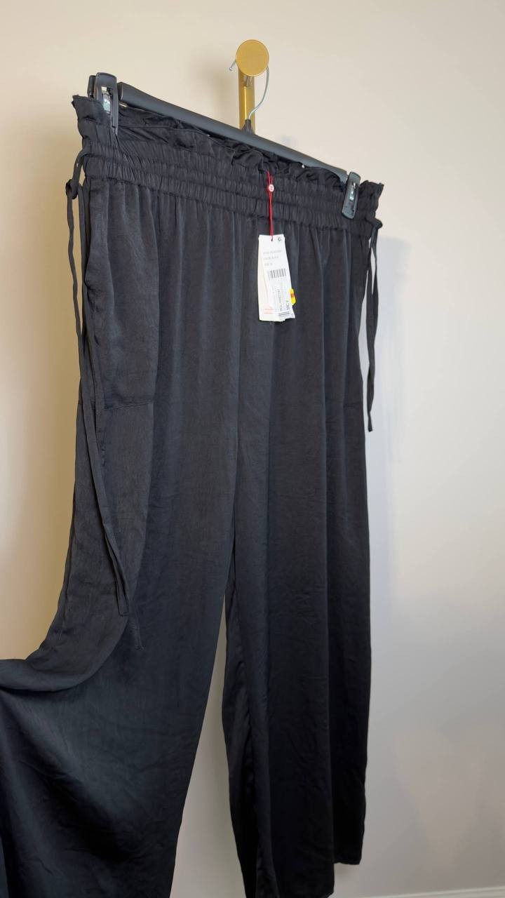 Red Carter Hammered Wide Leg Cover-Up Pants Black XL NWT $82