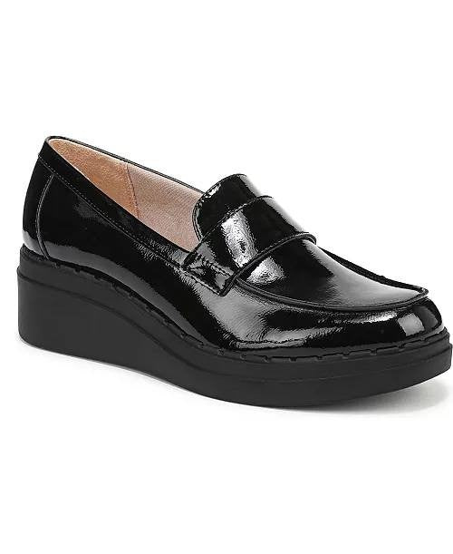 LifeStride Dolce Loafers 8W Black Faux Patent Wedge Comfort NIB msrp$89.99