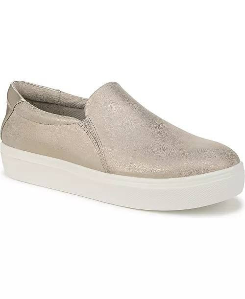 Dr. Scholl’s Light Gold Faux Leather Slip‑On Sneakers 6M NIB $80