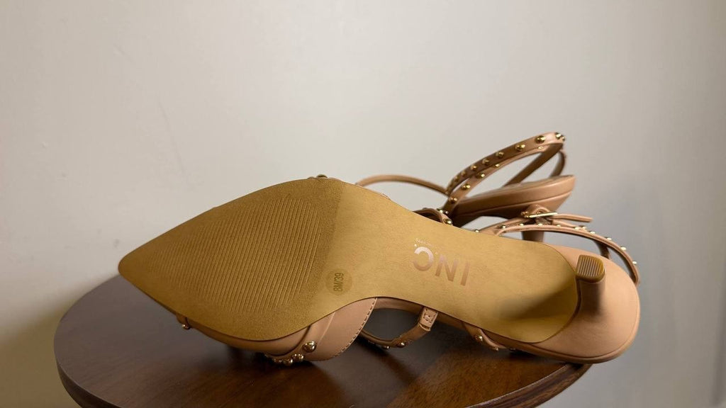 INC Gyda Pumps 8M Sweet Nude Studded Pointed Toe Stiletto Heel NIB msrp$100