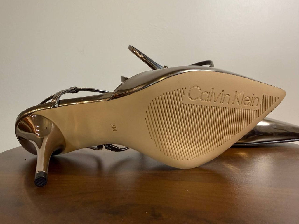 Calvin Klein Cordera Strappy Stiletto Pumps – Mirror Metallic–Size 7M–NIB