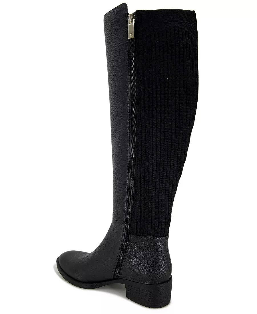 Kenneth Cole Levon Boots 6.5M Black Suede Tall Wide‑Shaft Round Toe NIB msrp$220
