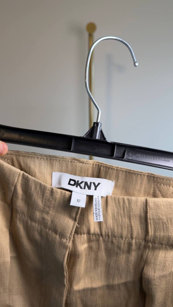 DKNY Weathered Twill Pleated Pants Travertine 12 NWT $99