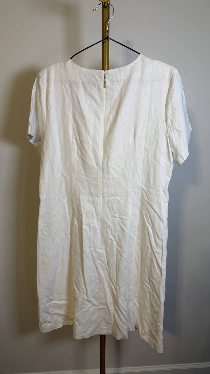 Karl Lagerfeld Paris Lace‑Up Bodice Shift Dress Soft White 10 $138 NWT