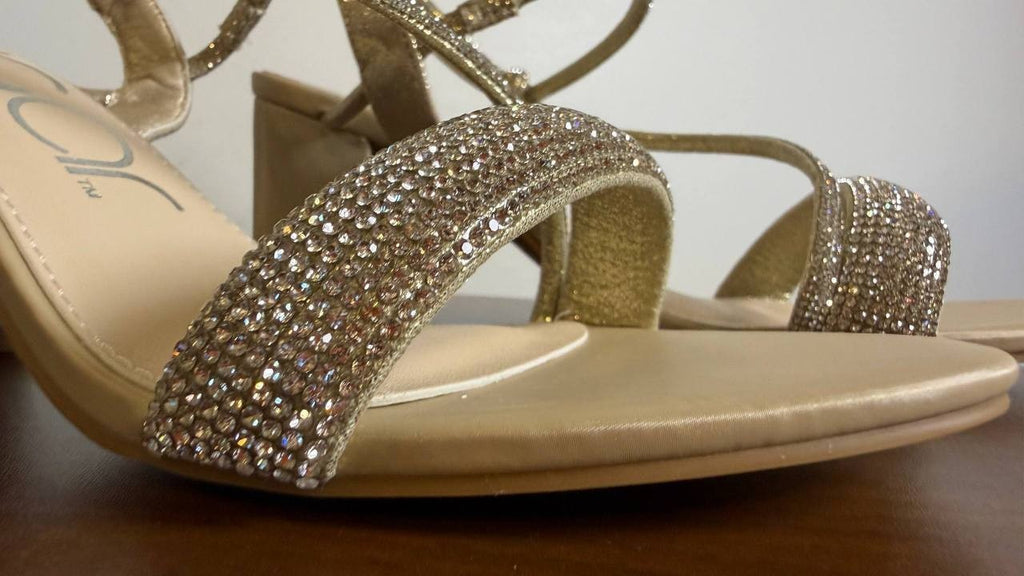 Sugar Neeve Dress Sandals 7.5M Champagne Satin Block Heel NIB msrp$59.99