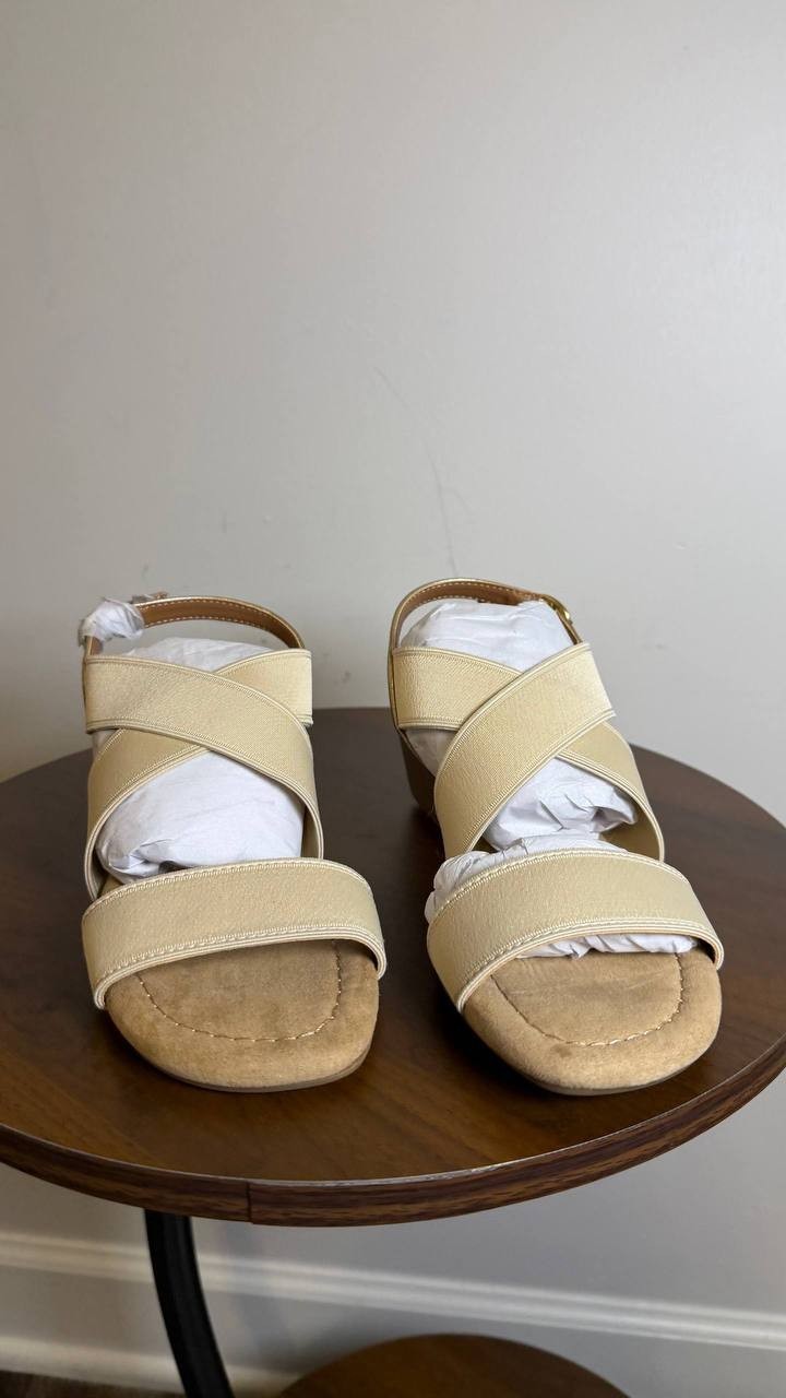 Style&Co Wedge Sandals Platino Man-Made Size 5M New in Box MSRP $59.90