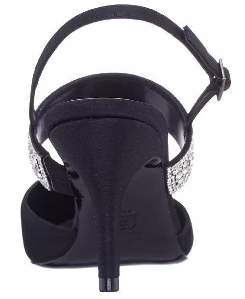 Nina Black Satin Slingback Pumps 8M New in Box $99