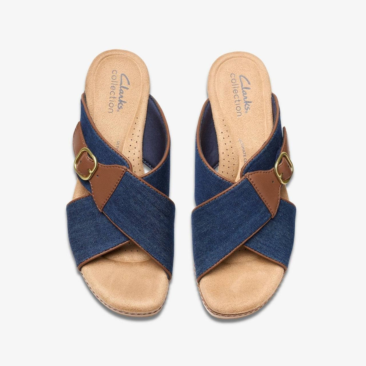 Clarks  Wedge  Sandals  Dark  Denim  9.5M  New  $105