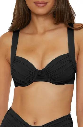 Becca by Rebecca Virtue Women's Black Swimsuit Top L, NWT, Removable Cups
