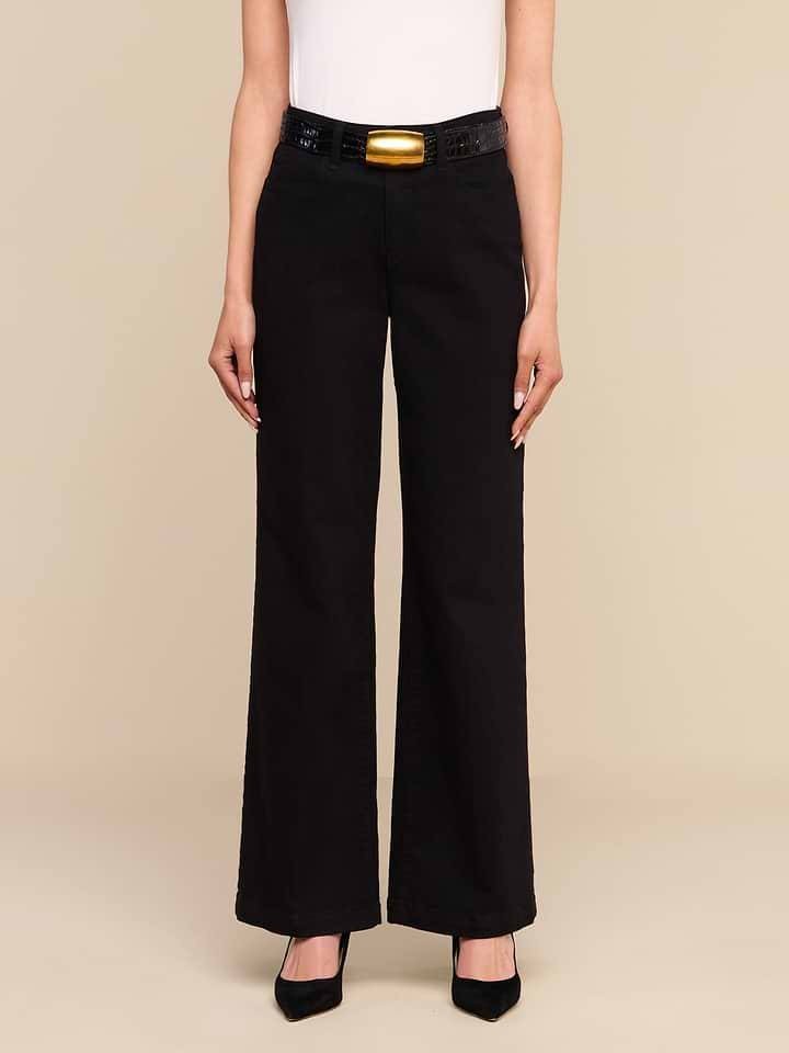 L’AGENCE Scottie Women’s High‑Rise Wide‑Leg Jeans Black 27 NWT $225