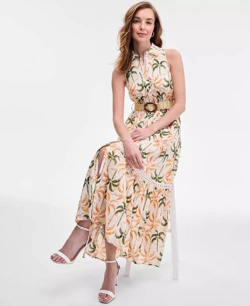 Taylor Printed Taffeta‑Belt Sleeveless Fit & Flare Dress Multi 8 NWOT $138
