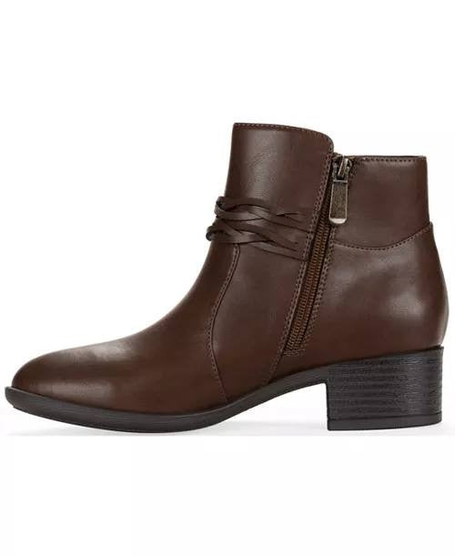 Style & Co Rubyyy Almond Toe Belt Booties Dark Roast 10M Man‑Made $79.90 NWB