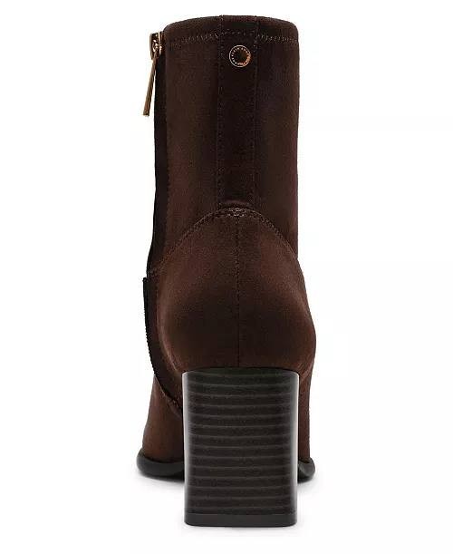 Anne Klein Paidge Block Heel Dress Booties Dark Brown 6.5M Man‑Made $119 NWB