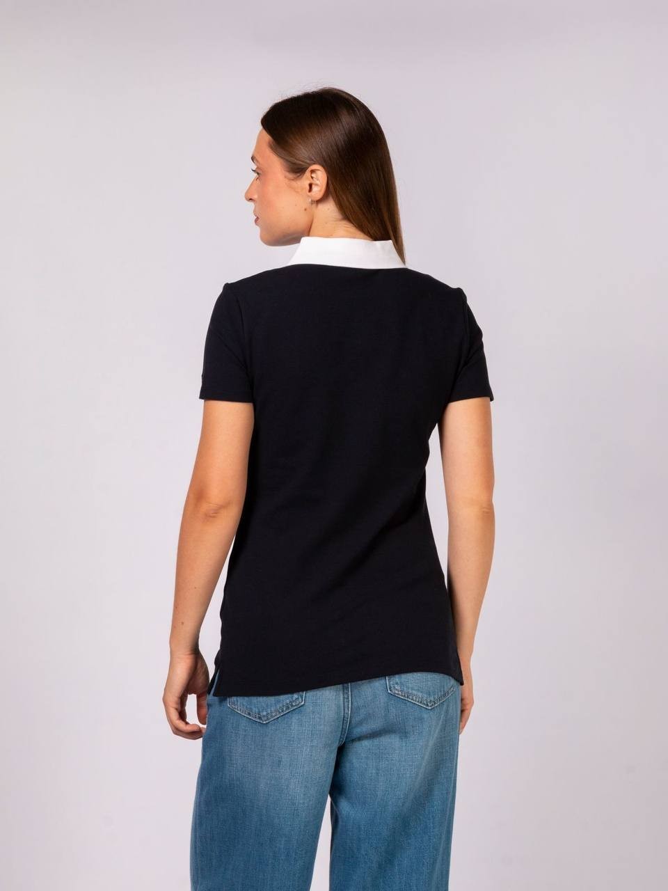 Tommy Hilfiger Monogram TH Logo Polo Stretch Top Black White SizeM NWT need wash