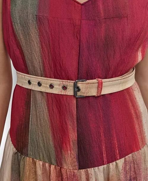 DKNY Abstract‑Print Midi Dress Red 10 NWT $159