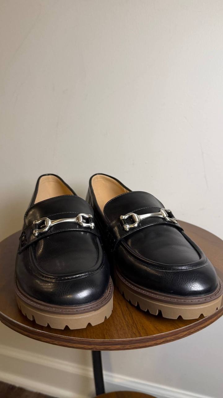 Journee Black Polyurethane Loafers 9.5M New w/o Box MSRP $93