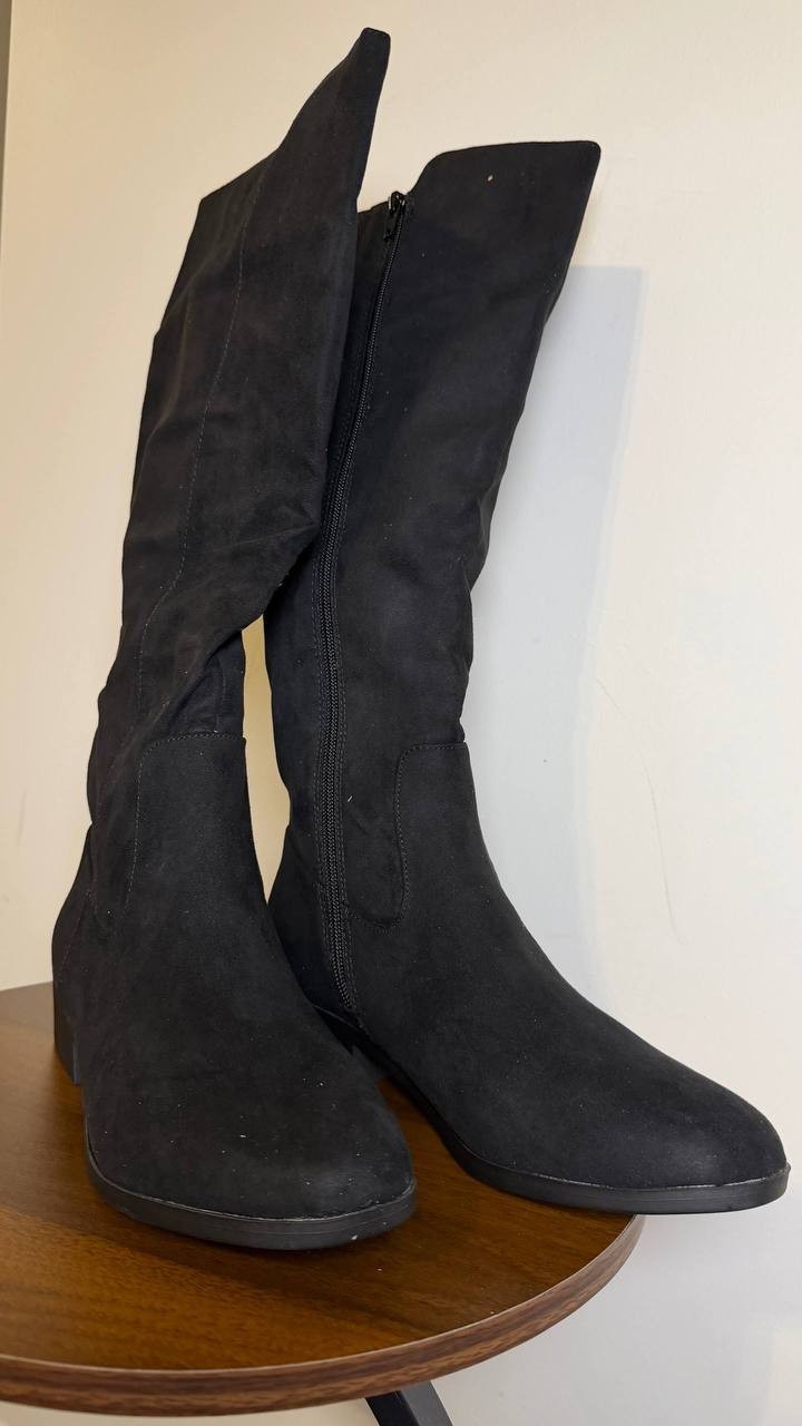 Style & Co Charmanee Tall Boots 8.5 Black Microfiber Fabric Zip NIB msrp$79.90