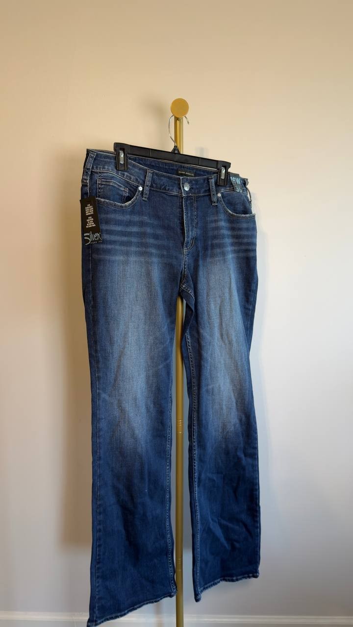 Silver Jeans Co Suki Mid Rise Curvy Slim Bootcut Jeans Indigo 16W NWT $84