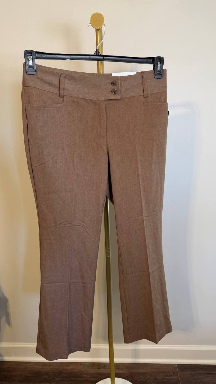 Rafaella Women’s Plus Curvy Fit Gabardine Bootcut Pants Brown 8P $89 NWT