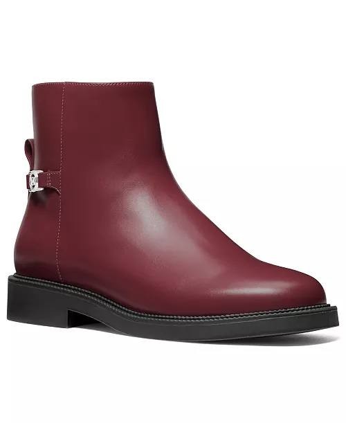 Michael Kors Oxblood Polyurethane Block Heel Booties 8.5M New w/o Box MSRP $150