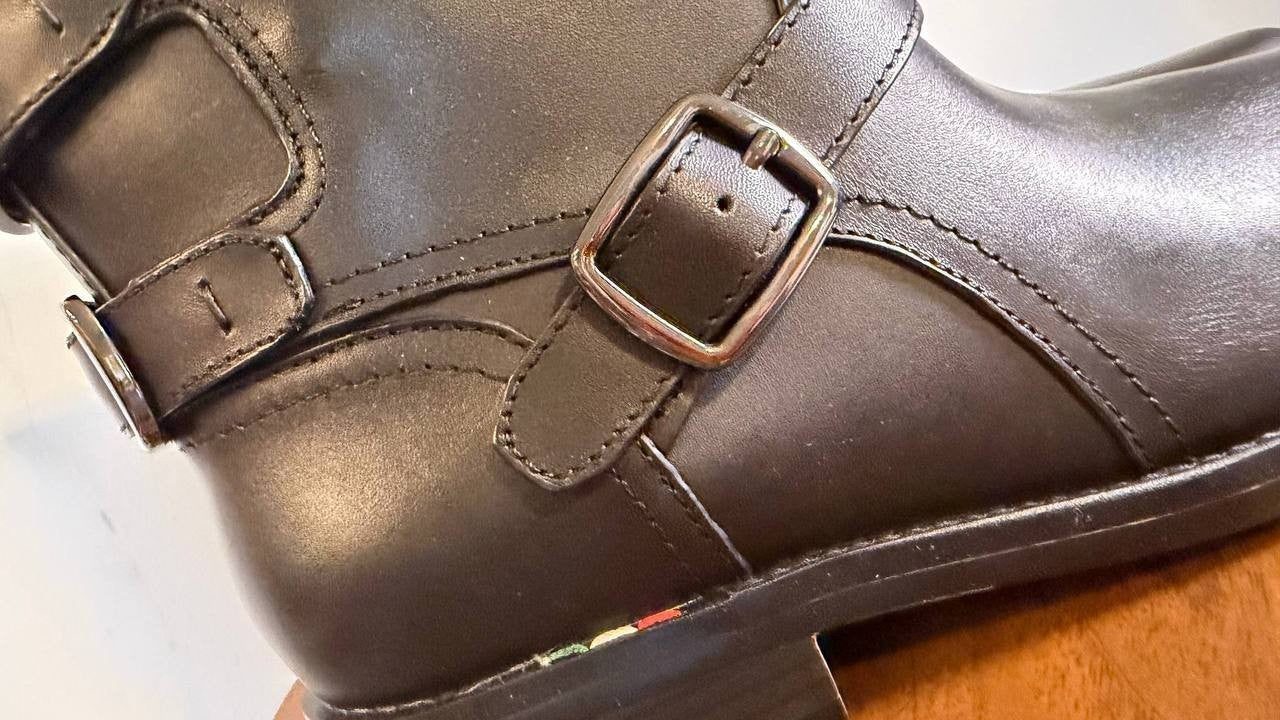 Franco Sarto Prina Boots 9.5M Black Leather Moto Block Heel Zip NIB msrp$180