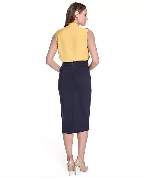Tommy Hilfiger Women’s Button‑Front Epaulet Blouse Yellow $79 NWT
