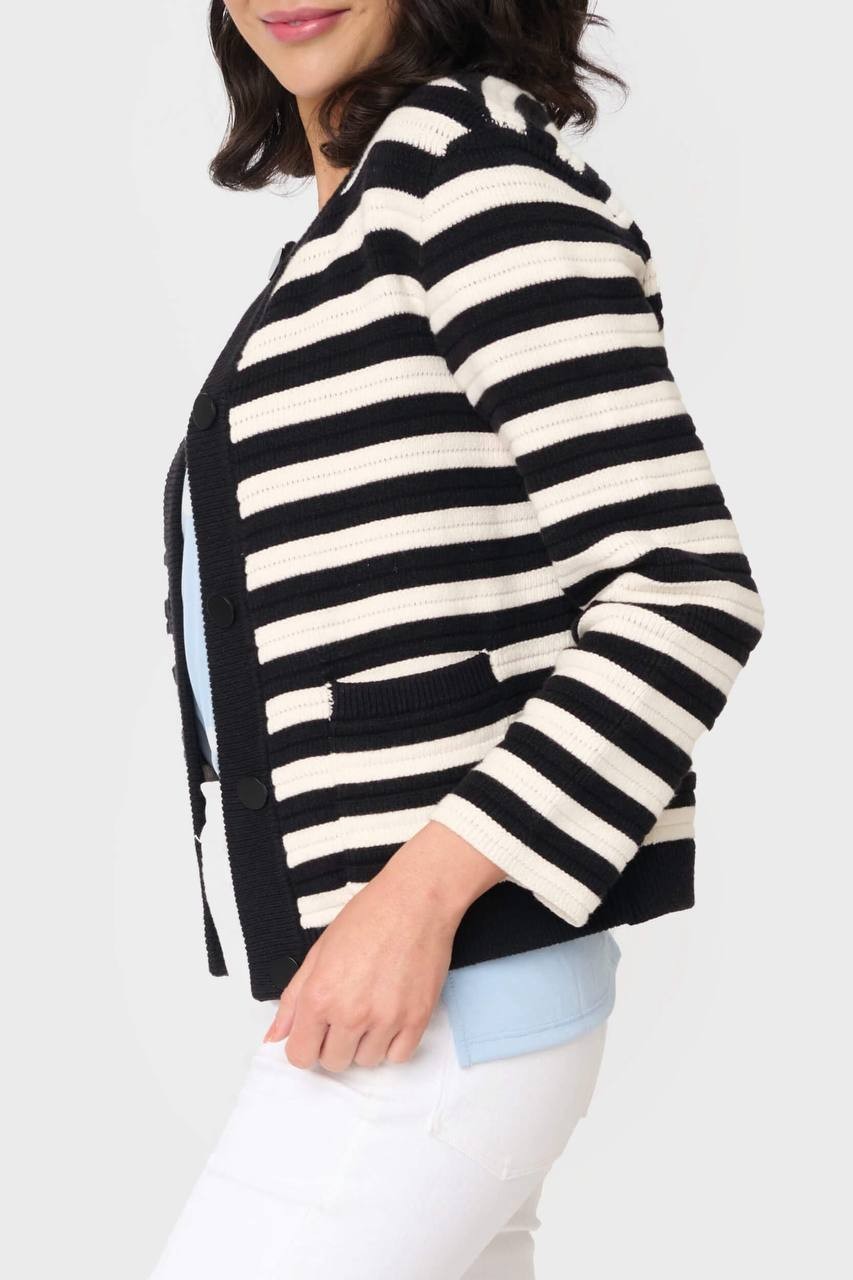 Sanctuary Knitted Lady Jacket White/Black Stripe S NWT $99