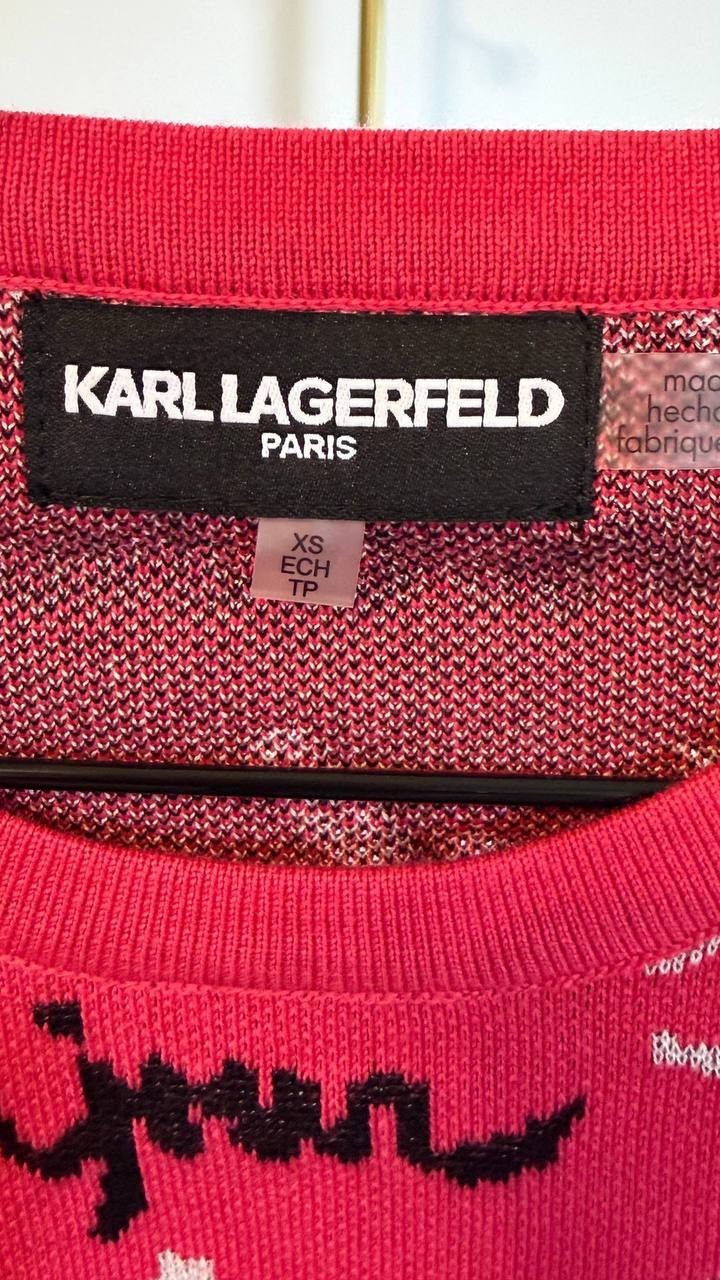 Karl Lagerfeld Paris Women’s Script Print Top Pink XS NWT $129