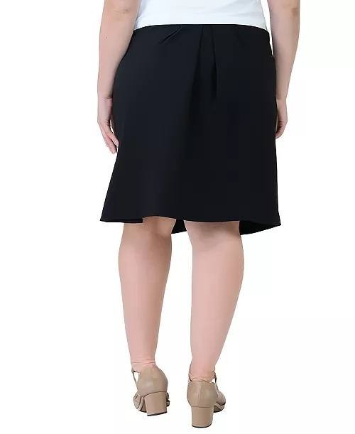 24seven Comfort Apparel Plus Pleated Knee Skirt Black 3X NWT $67