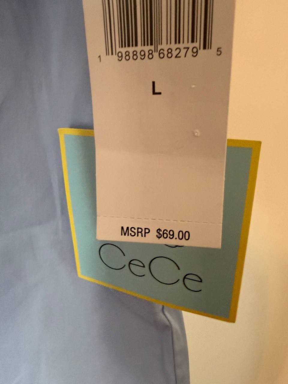 CeCe Bow‑Shoulder Sleeveless Top – Light Blue – Size L – NWT – $69