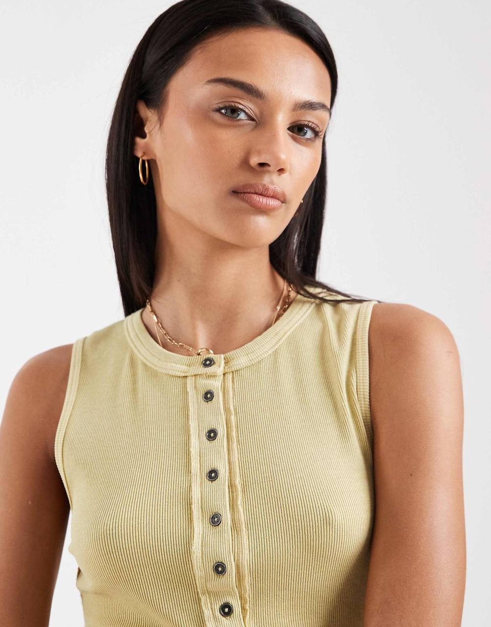 We The Free Jamie Henley Ribbed Tank Sicilian Yellow XS NWT $48