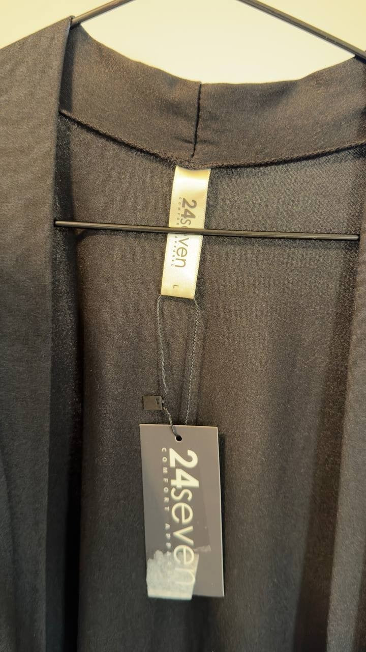 24Seven Comfort Apparel Sleeveless Side-Slit Cardigan Vest Navy L NWT $59.99