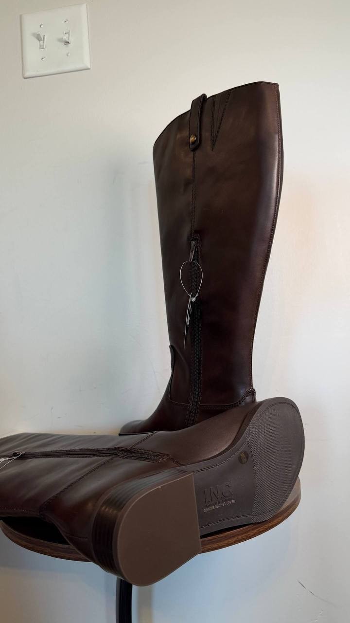 INC Fawne Women’s Leather Knee High Boots Chocolate 10W XWC Leather $189.90 NWB