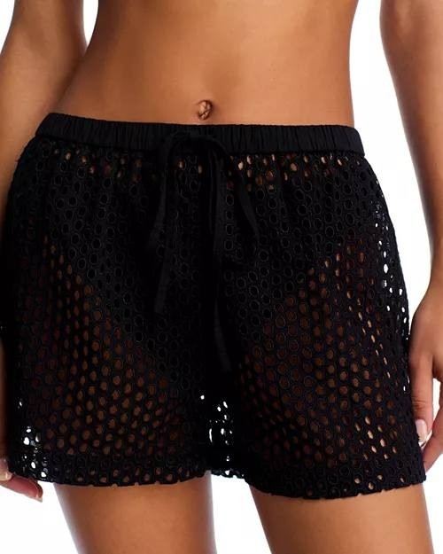 Solid + Striped Eyelet Nancy Shorts Black XS NWT $158