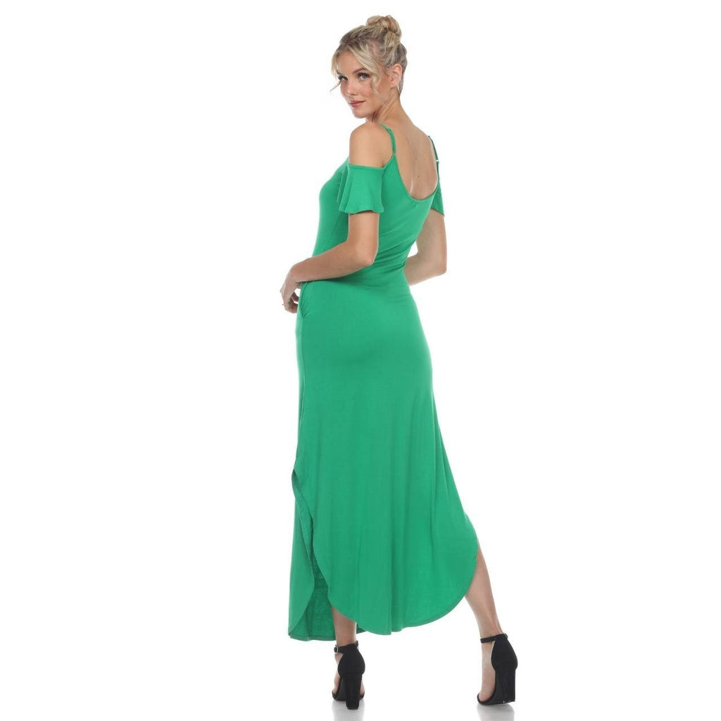 White Mark Women’s Cold Shoulder Maxi Sundress Green M NWT $64