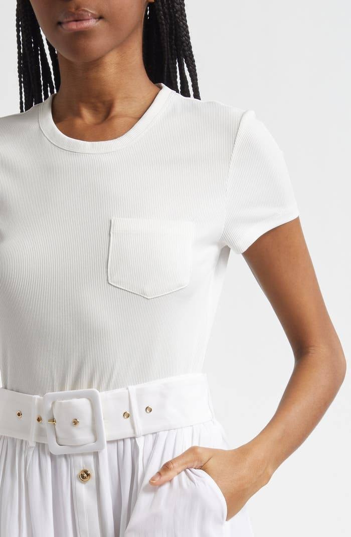 Ramy Brook Sylvie Cotton-Blend Midi Dress Ivory Size S with Belt Pockets