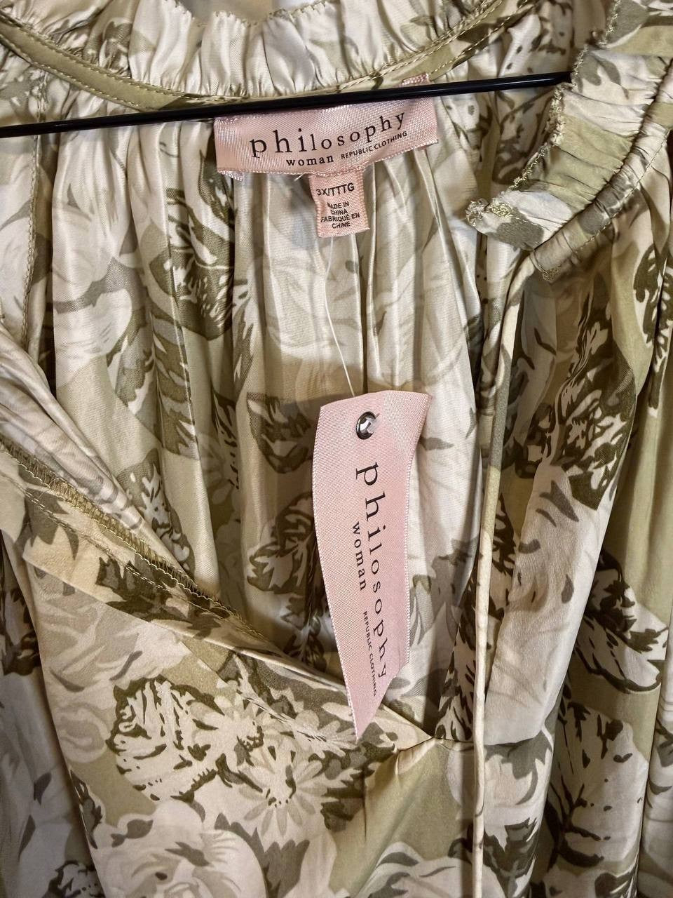 Philosophy Floral Ruffle-Sleeve Blouse – Size 3X – NWT