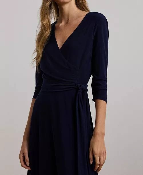 Lauren Ralph Lauren Surplice Jersey Dress Lighthouse Navy Size 4 NWT $145