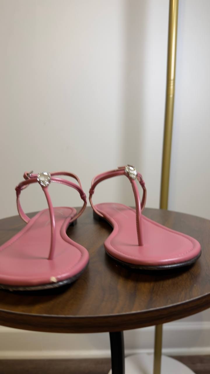 Giuseppe  Zanotti  Butterfly  Flat  Sandals  Neon  Pink  38.5  Pre‑owned
