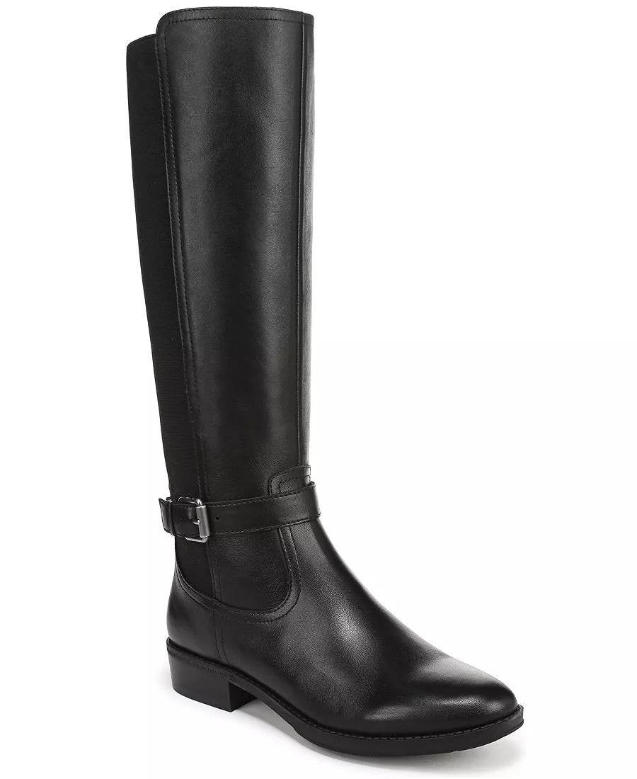 Sam Edelman Perin Boots 9M Black Leather Tall Round Toe Zip New In Box msrp$225