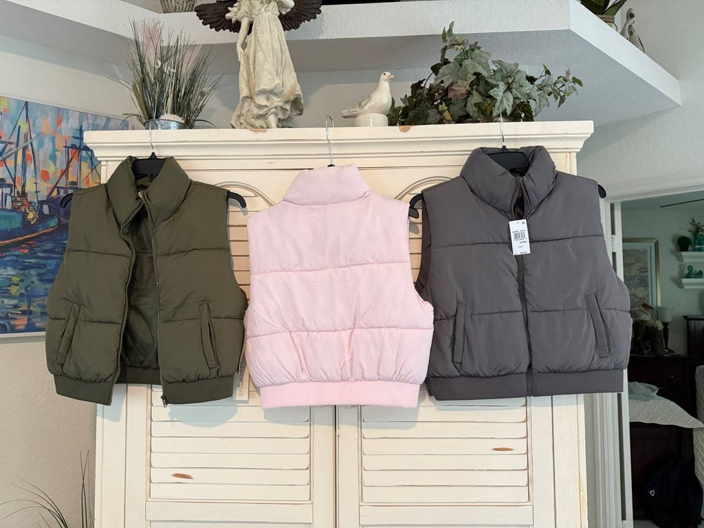 Madden Girl Juniors Zip-Up Puffer Vest Gray Sleeveless Jacket Lightweight