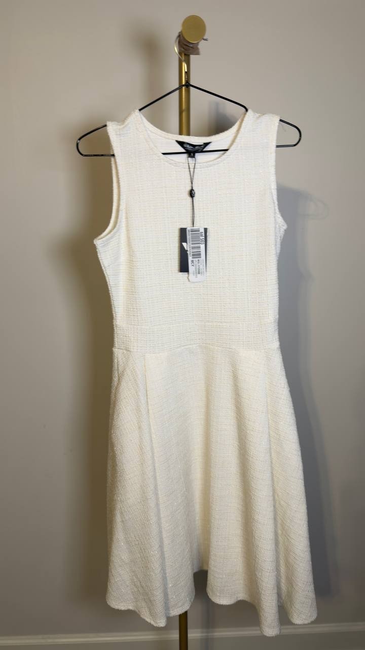 White Mark Women’s Tweed Fit & Flare Dress White S NWT $88