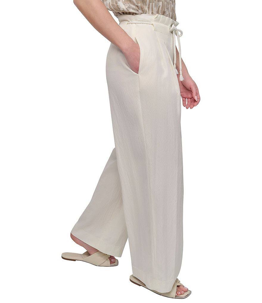 DKNY Ivory Wide-Leg Pants Size 6 NWT - Belt Tie Missing, Pleated Front