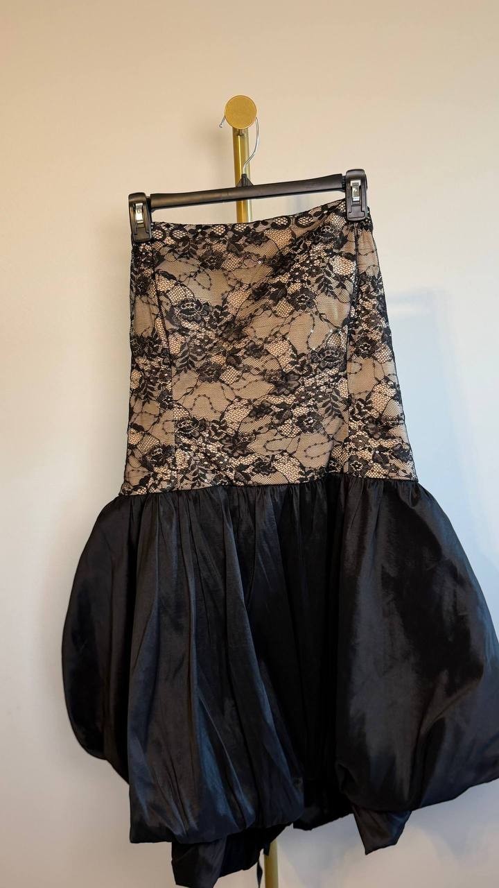 B Darlin Plus Lace Bubble‑Hem Dress Black 20W NWT $168