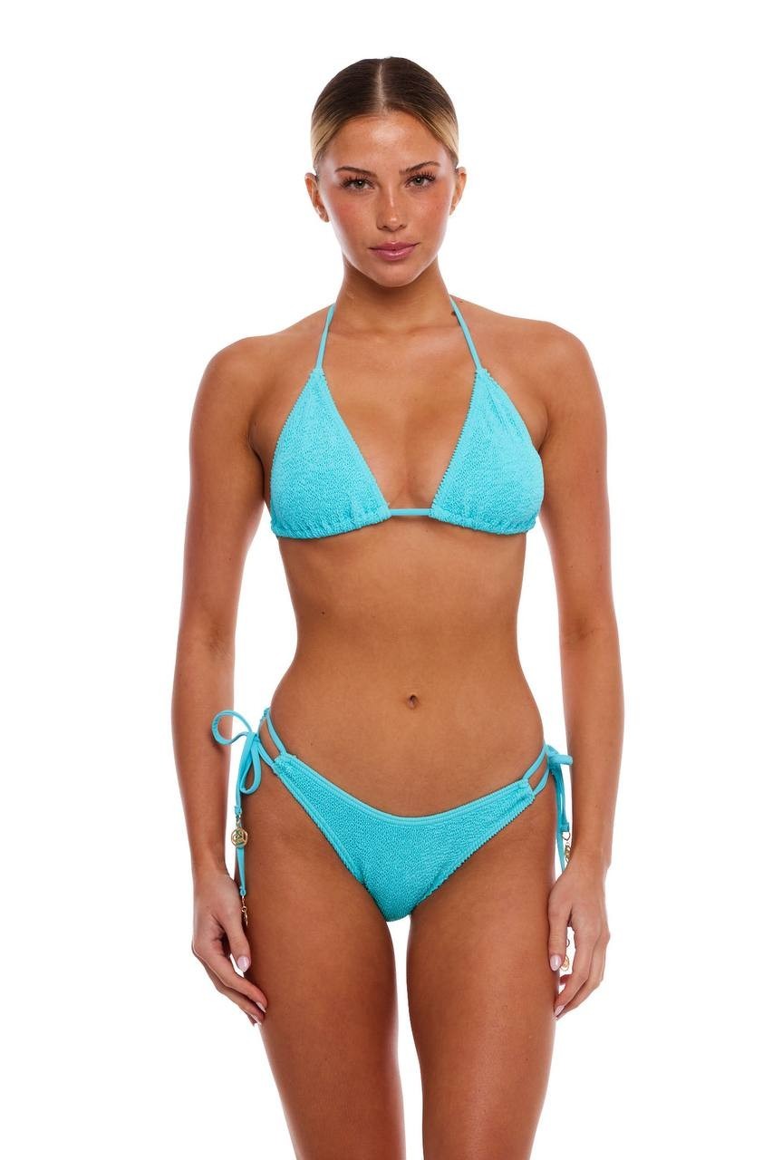 Love and Bikinis Jamaica Triangle Strings Bikini Top Turquoise One Size NWT $100